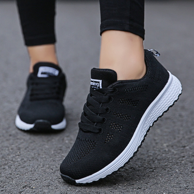 Women Running Shoes Fashion Breathable Walking Mesh Flat  Sneakers