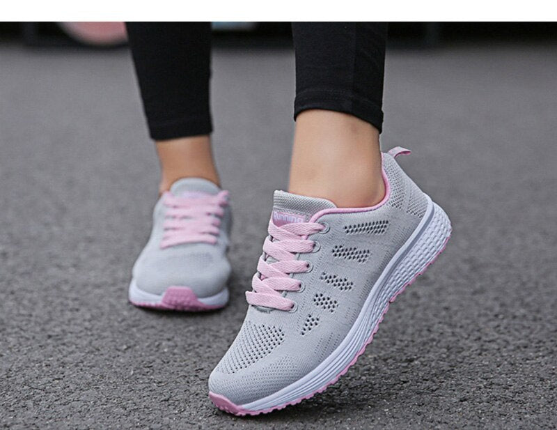 Women Running Shoes Fashion Breathable Walking Mesh Flat  Sneakers