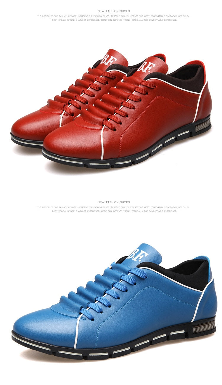 Men's Casual Sneakers, Solid Leather Shoes.