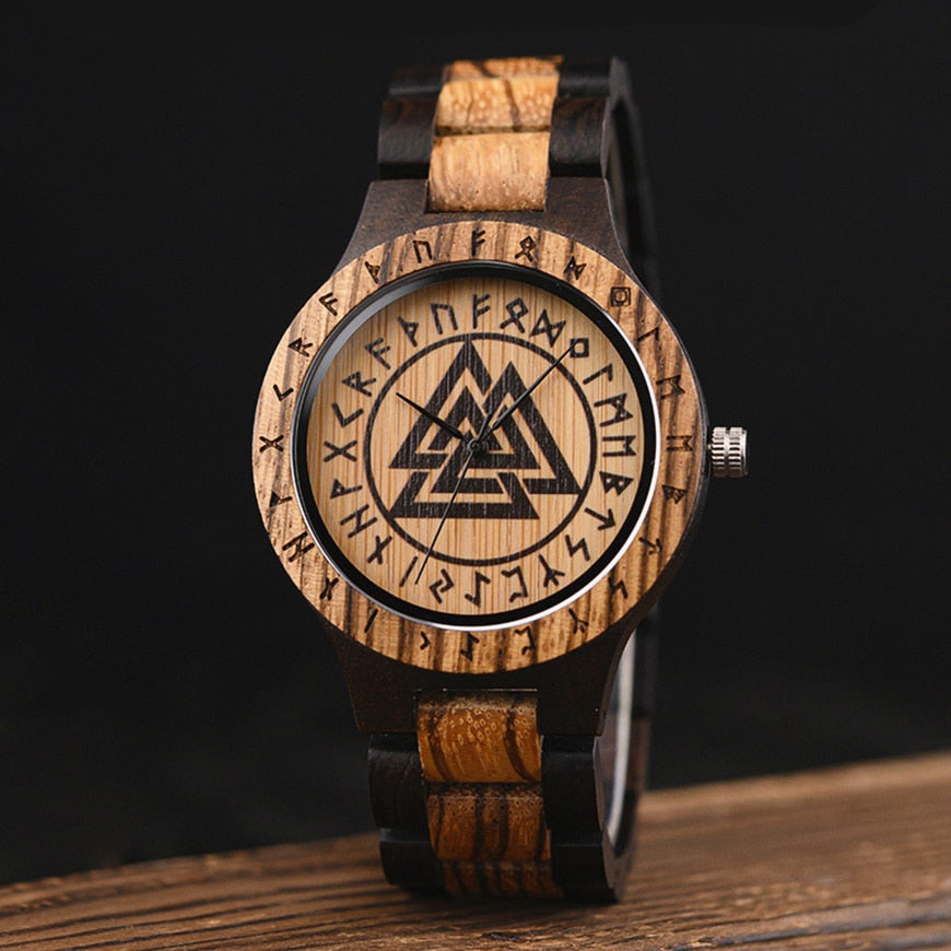 BOBO BIRD Viking Men's Vintage Wooden Watch with Gift Box