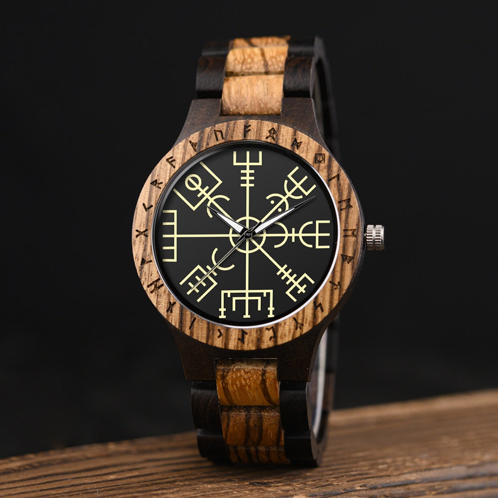 BOBO BIRD Viking Men's Vintage Wooden Watch with Gift Box