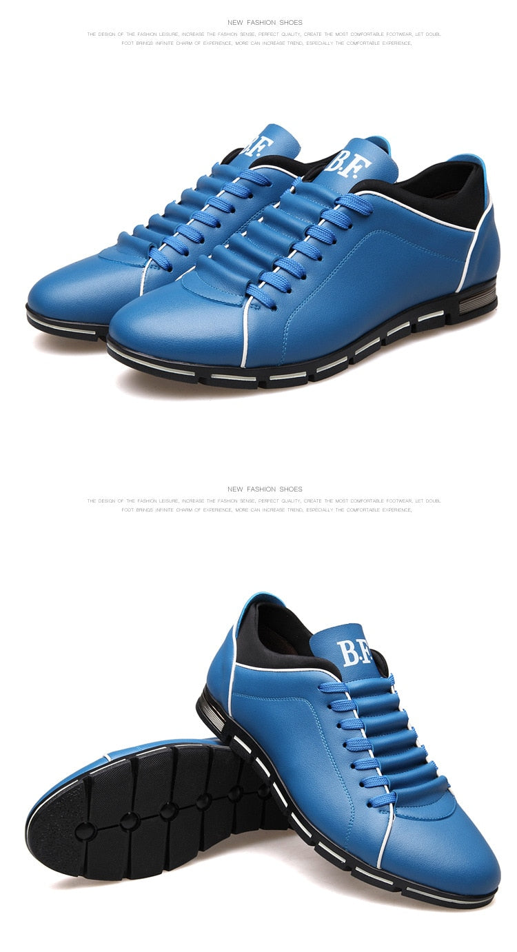 Men's Casual Sneakers, Solid Leather Shoes.