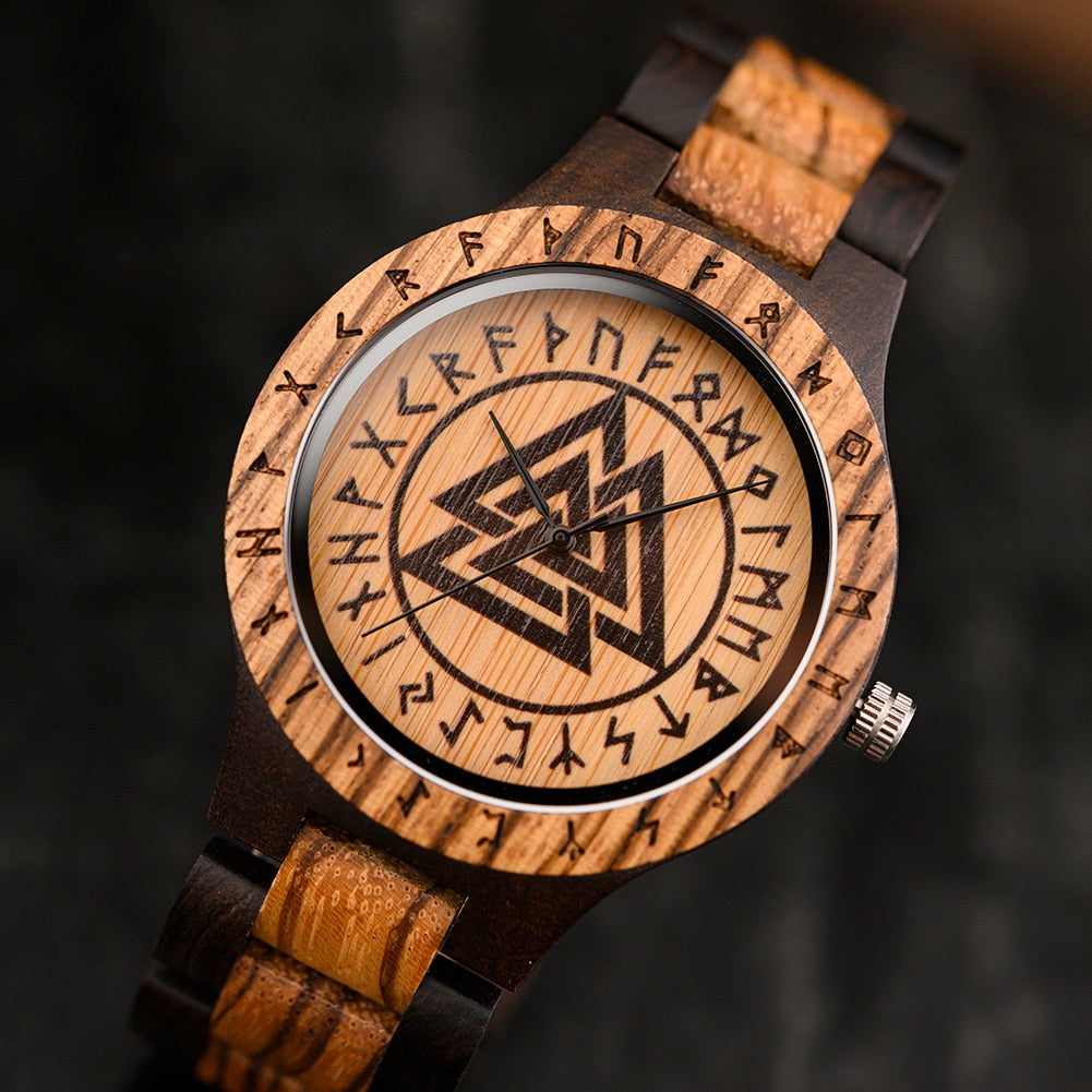 BOBO BIRD Viking Men's Vintage Wooden Watch with Gift Box