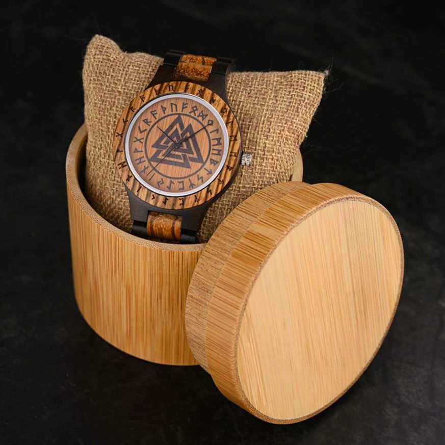 BOBO BIRD Viking Men's Vintage Wooden Watch with Gift Box