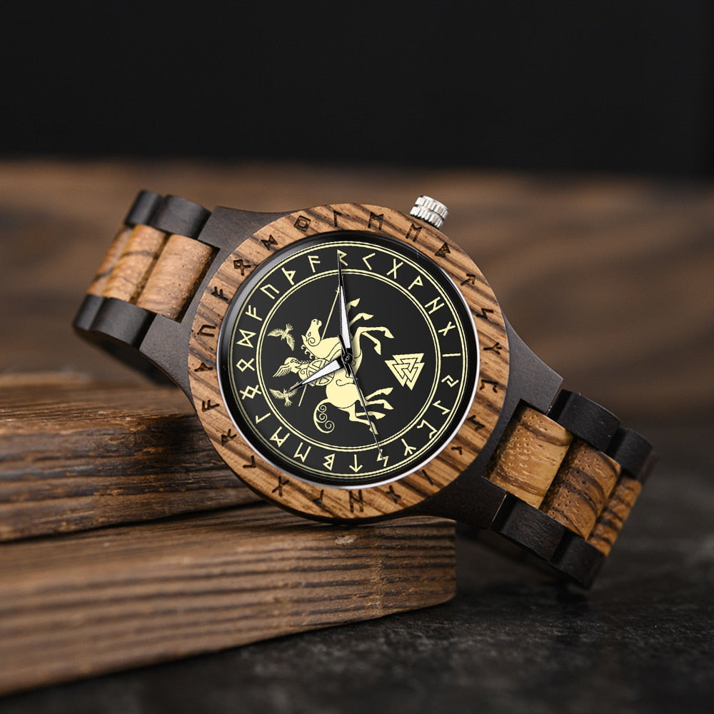 BOBO BIRD Viking Men's Vintage Wooden Watch with Gift Box